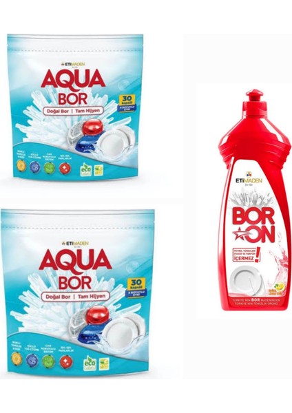 Doğal Mineralli Bulaşık Deterjanı 30 *2 Adet +Boron Elde Bulaşık Deterjanı 620 ml