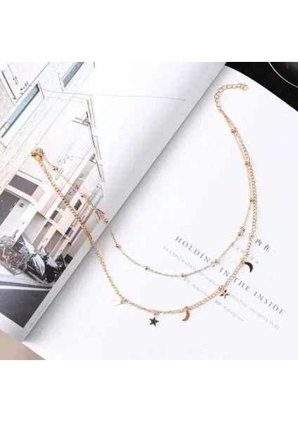 Iki Yıldız Figürlü Zarif Zincir Kolye ile Şıklığınızı Yansıtın fiyatları
