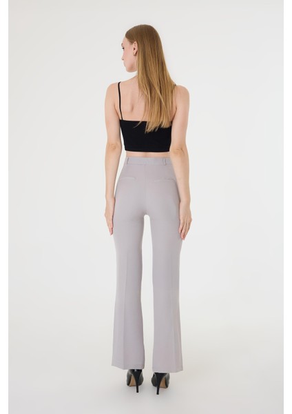 Kadın Gri Ispanyol Paça Pantolon modelleri