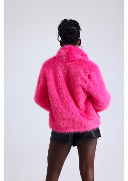 Geniş Yaka Kalın Kürk Mont Kaban