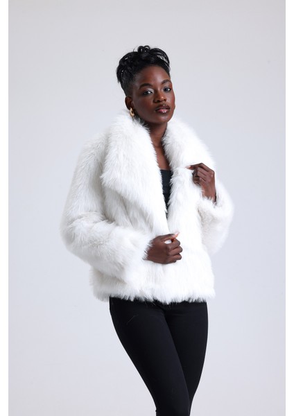 Geniş Yaka Kalın Kürk Mont Kaban