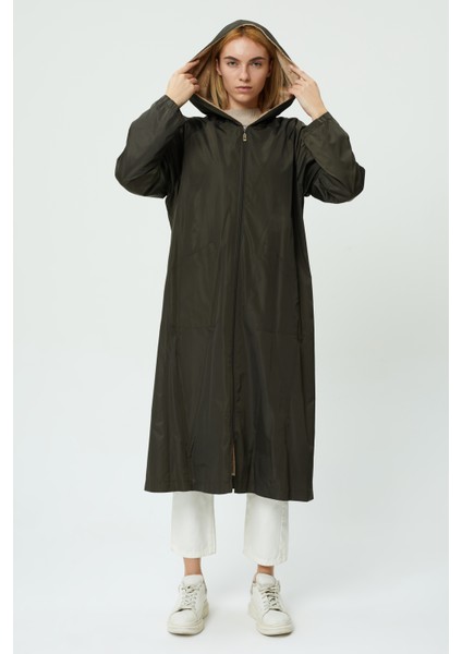 Veger Içi Kürklü Su Geçirmez Uzun Trençkot