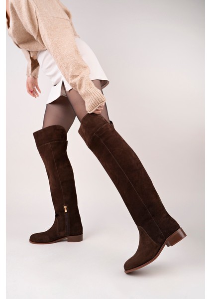 Icona Model Hakiki Deri Uzun Dizüstü Kıvırmalı Yandan Fermuarlı Günlük Kadın Çizme modelleri