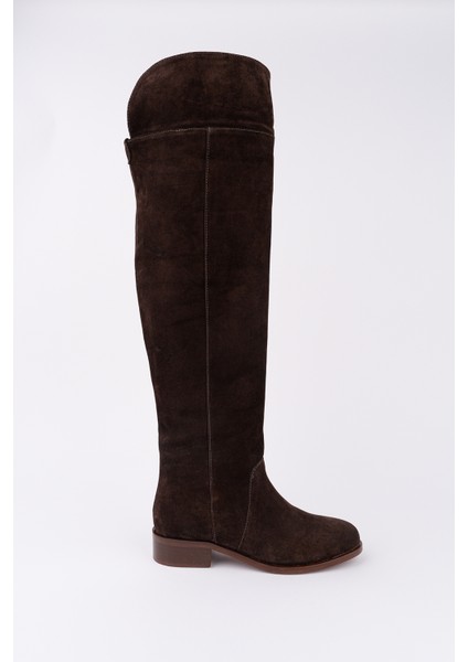 Icona Model Hakiki Deri Uzun Dizüstü Kıvırmalı Yandan Fermuarlı Günlük Kadın Çizme fırsatları