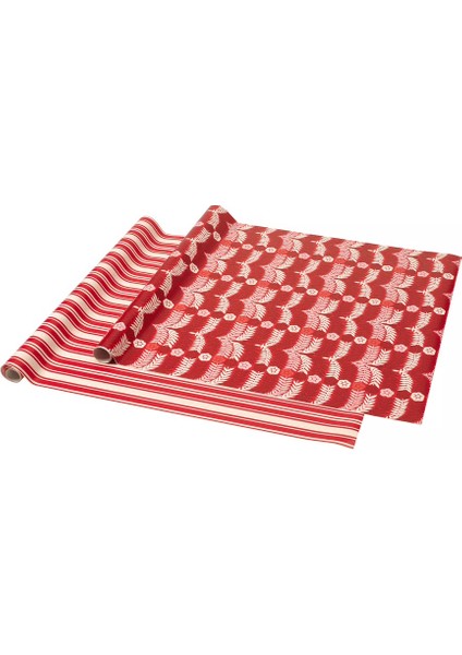 Vinterfint Kırmızı Beyaz Desenli 2 Li Set Rulo 6 mt Hediye Paketi Kağıdı Ambalaj Kağıdı Kağıt