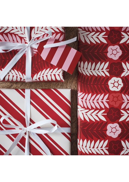 Vinterfint Kırmızı Beyaz Desenli 2 Li Set Rulo 6 mt Hediye Paketi Kağıdı Ambalaj Kağıdı Kağıt fiyatları