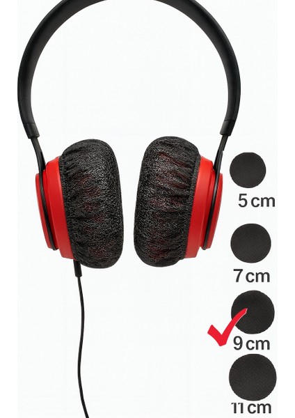 Tek Kullanımlık Kulaklık Hijyen Bonesi, Kulaklık Kılıfı - Siyah -9 cm (L)