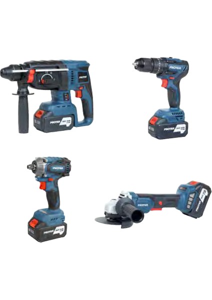 Pst 914 Quatro Akülü Vidalama Seti 4'lü Şarjlı Matkap ve Taşlama Aletleri