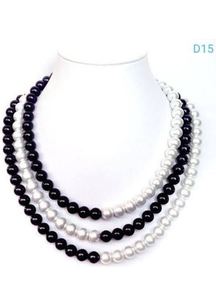 Zarif Siyah Beyaz Inci Kadın Kolye - Şıklığın Tamamlayıcısı