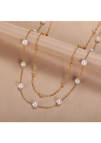 Zarif Ikili Inci Zincir Kolye ile Şıklığınızı Yükseltin fiyatları