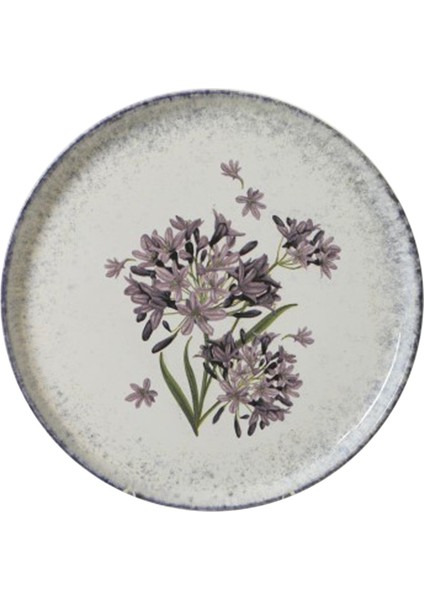 Seramik Nordic Mor Çiçek Servis Tabağı 28 cm