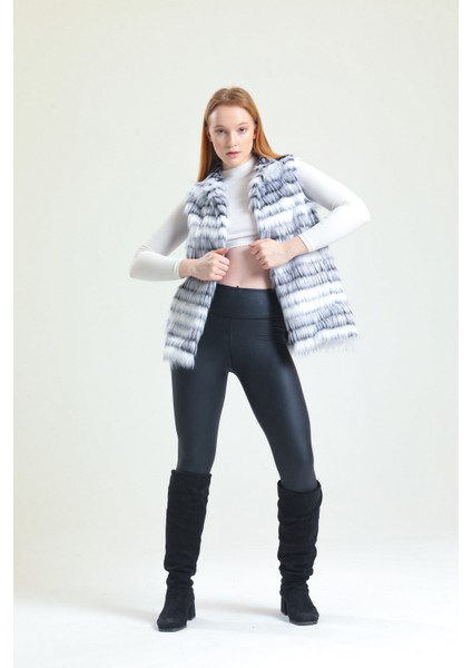 Özel Tasarım Kürk Yelek Spor&şık Kolay Kombinlenebilir Çok Renkli Deri Detaylı fiyatları