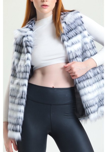 Özel Tasarım Kürk Yelek Spor&şık Kolay Kombinlenebilir Çok Renkli Deri Detaylı indirimleri