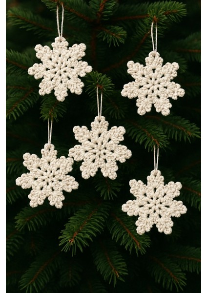 Home Noella 5'li El Yapımı Beyaz Kartanesi Yılbaşı Ağacı Için Zarif Süs Seti