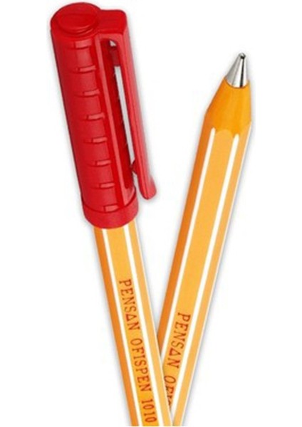 Kırmızı Tükenmez Kalem 1010 1.0mm 2 Adet Pensan Büro Ofispen Büro Plastik Kapaklı Tükenmez Kalem modelleri