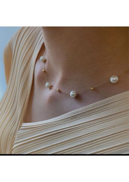 Şık ve Işıldayan Zincir Inci Kadın Kolye