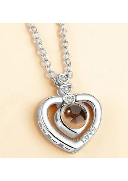 Sevginizi Taşıyan Kalp Kolye - 100 Dilde "seni Seviyorum"