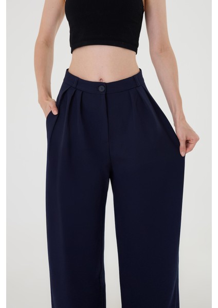 Kadın Lacivert Pile Detaylı Palazzo Pantolon indirimleri