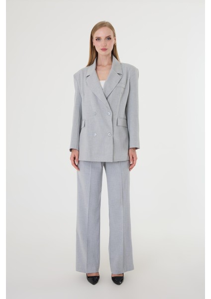 Kadın Gri Poliviskon Blazer Ceket Pantolon Takım fiyatları