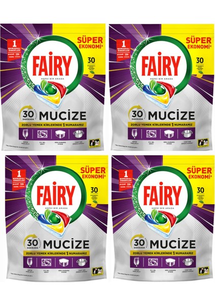 Mucize Bulaşık Makinesi Deterjanı Kapsülü/tableti 4*30'lu 120 Yıkama