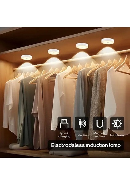Hareket Sensörlü USB Şarjlı Spot Lamba – Mıknatıslı & Yapışkanlı, Gün Işığı Led, Kablosuz Aydınlatma