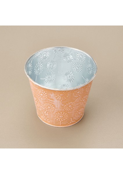 Çinko Çiçek Desenli Saksı - Asorti - 13X11 cm modelleri