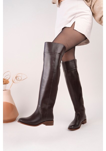 Icona Model Hakiki Deri Uzun Dizüstü Kıvırmalı Yandan Fermuarlı Günlük Kadın Çizme modelleri