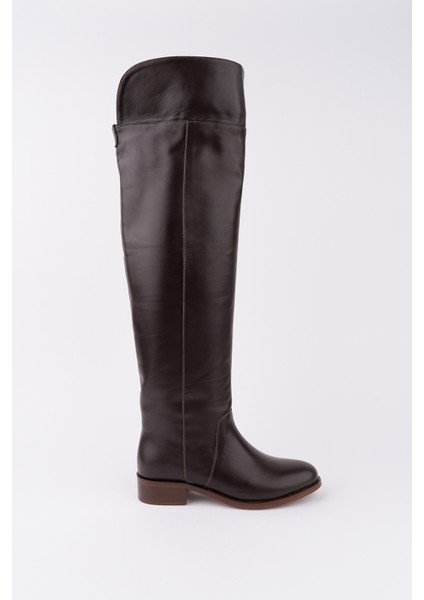 Icona Model Hakiki Deri Uzun Dizüstü Kıvırmalı Yandan Fermuarlı Günlük Kadın Çizme fırsatları