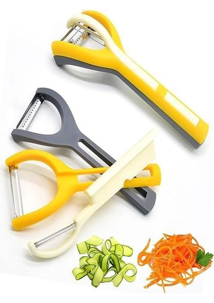 3'ü 1 Arada Paslanmaz Çelik Döner Soyucu - Çift Taraflı Bıçaklar, Üstün Meyve ve Sebze Soyucu Mutfak Soyacağı fırsatları