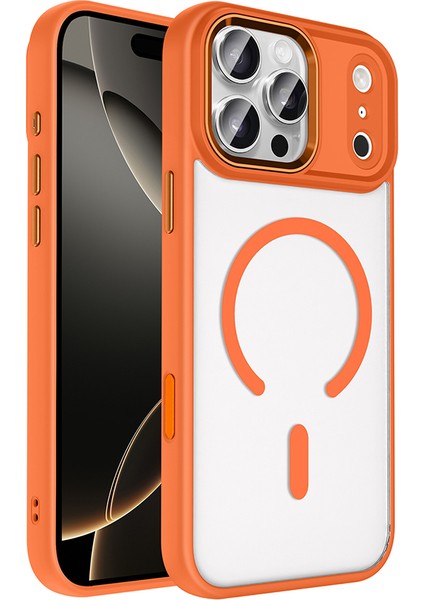 iPhone 17 Pro Kılıf Wireless Şarj Özellikli Krom M-Safe Silikon Kapak