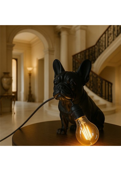 French Bulldog Köpek Figürlü Masa Lambası Modern Dekoratif Aydınlatma