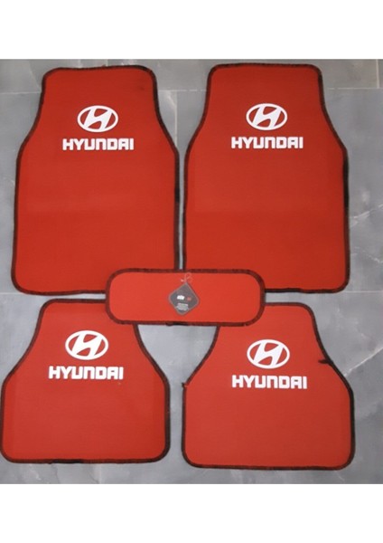 Hyundai Excel Logolu Kırmızı Halı Paspas Çift Kat