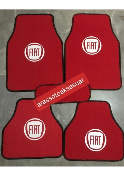 Fiat Palio Fiat Logolu Kırmızı Halı Paspas Çift Katlı
