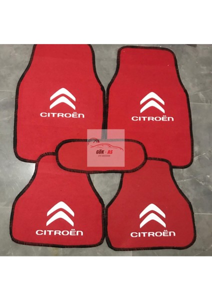 Citroen C3 Logolu Kırmızı Çift Katlı Halı Paspas Seti