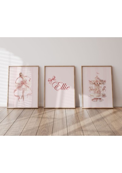 3lü Balerin Temalı Kız Çocuk Odası Poster Seti Çerçevesiz