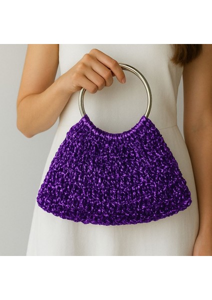 Metalik Rafya Şık Çanta, Gece, Gündüz, Düğün, Nişan, Davetlerde Veya Günlük Şık Kullanımlı