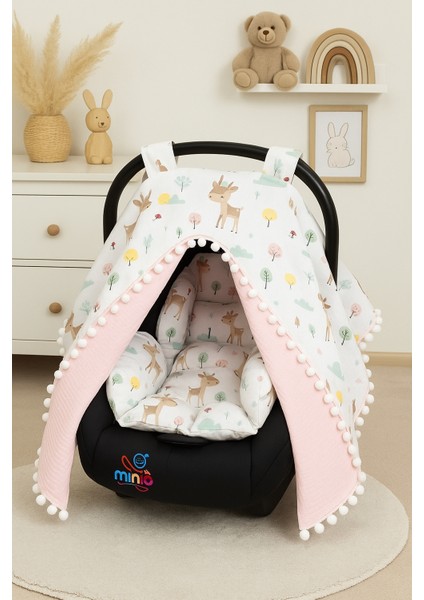 %100 Pamuk Müslin ve Pike Çift Katlı Puset Örtüsü & Minderi