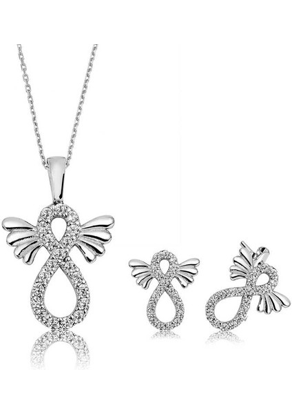 925 Ayar Gümüş Kanatlı Sonsuzluk Set ST1160066