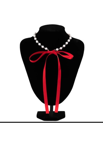 Şıklığınızı Tamamlayacak Incili Saten Kadın Kolye