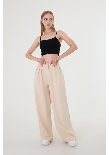 Kadın Taş Pile Detaylı Palazzo Pantolon modelleri