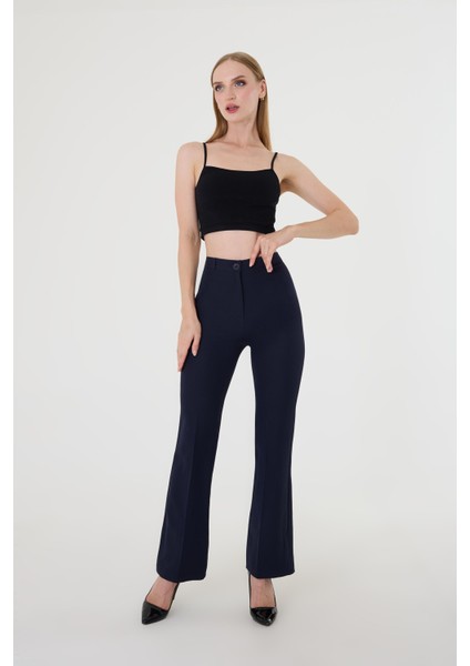 Kadın Lacivert Ispanyol Paça Pantolon