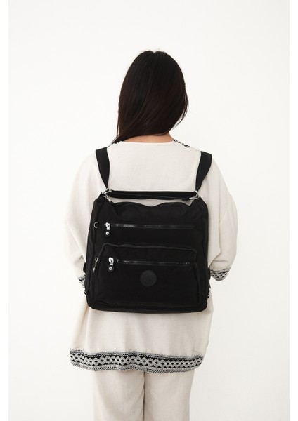 Çok Cepli Ayarlanabilir Çapraz Askılı Kadın Omuz ve Sırt Çantası Büyük Boy Günlük HV3050 Siyah indirimleri