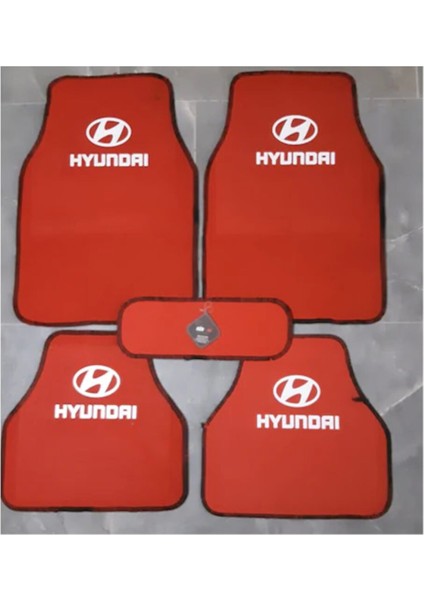 Hyundai Accent Era Logolu Kırmızı Halı Paspas Çift Kat