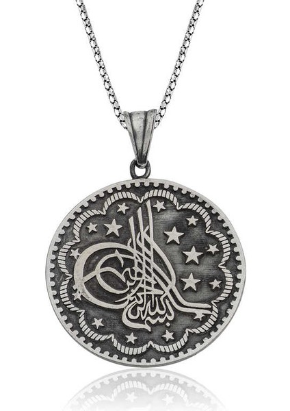 925 Ayar Gümüş Tuğra Kolye T4374