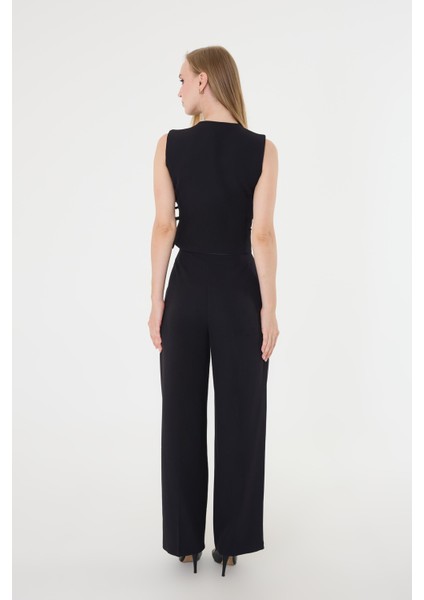 Kadın Yandan Bağlamalı Asimetrik Siyah Yelek Takım fırsatları