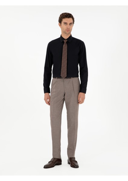 Erkek Siyah Slim Fit Uzun Kollu Gömlek 50270157-VR046 fırsatları