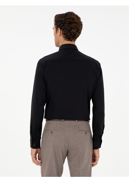 Erkek Siyah Slim Fit Uzun Kollu Gömlek 50270157-VR046 indirimleri