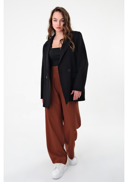 Siyah Çift Düğmeli Blazer Ceket modelleri