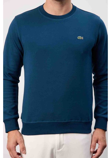 Bisiklet Yaka Regular Fit Petrol Mavi Uzun Kol fiyatları