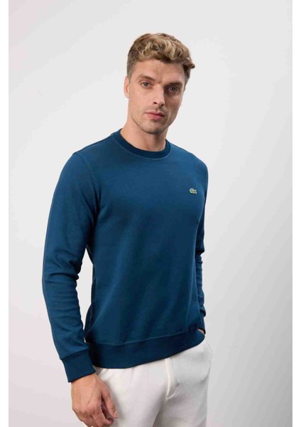 Bisiklet Yaka Regular Fit Petrol Mavi Uzun Kol modelleri